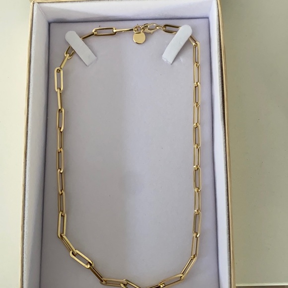Baby gold Jewelry - Baby gold 14K gold paper clip chain link necklace